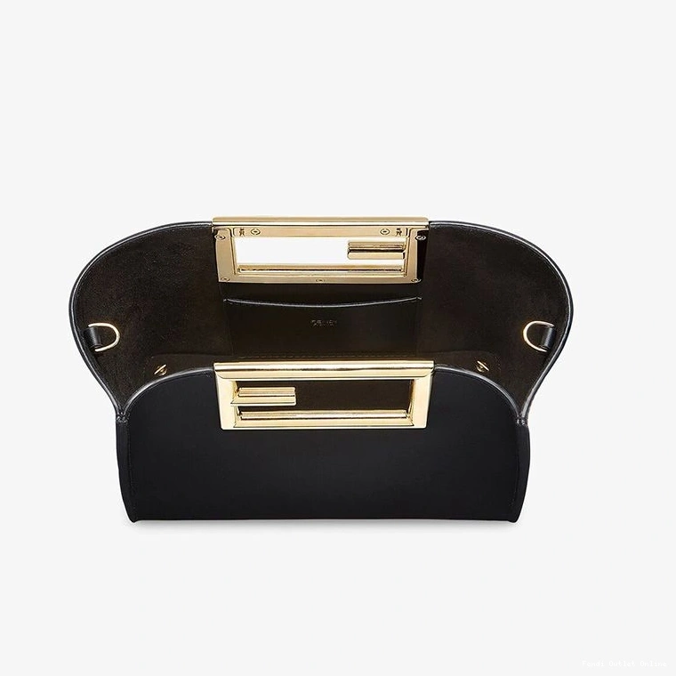 Cheap Leather Bag Small Fendi Way In Calf Black 0713